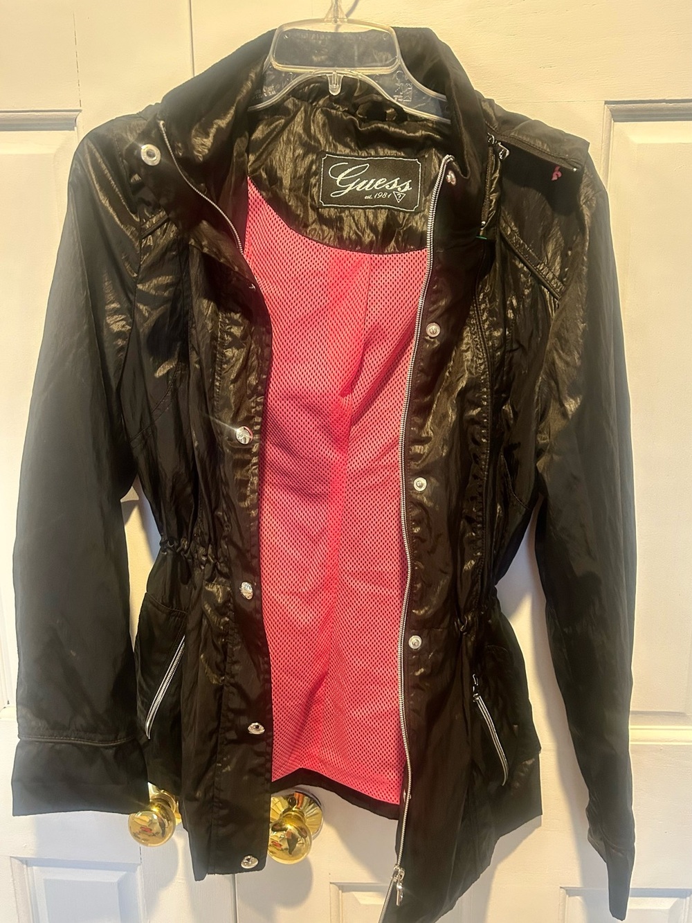 GUESS Black Utility Jacket with Pink Liner